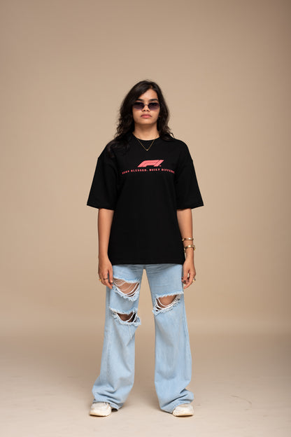 F1 Ferrari Black Boxy fit T-shirt