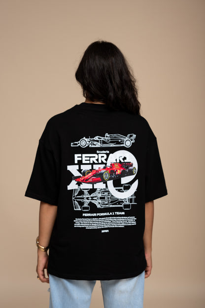 F1 Ferrari Black Boxy fit T-shirt