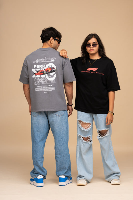 F1 Ferrari Gray Boxy Fit T-shirt