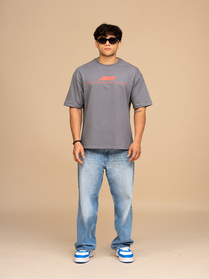 F1 Ferrari Gray Boxy Fit T-shirt