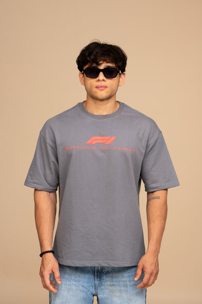 F1 Ferrari Gray Boxy Fit T-shirt