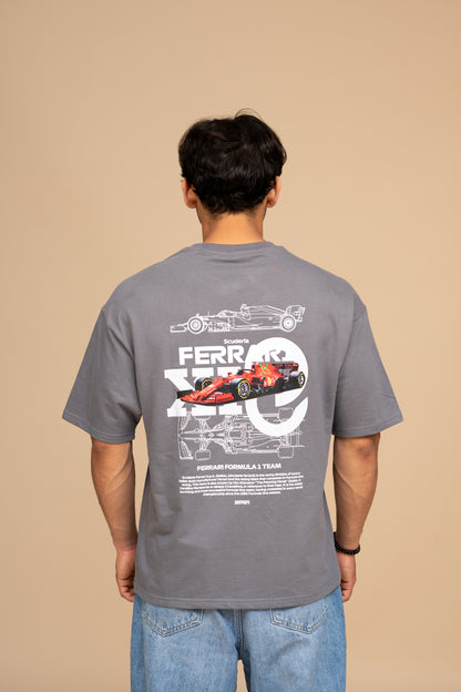 F1 Ferrari Gray Boxy Fit T-shirt