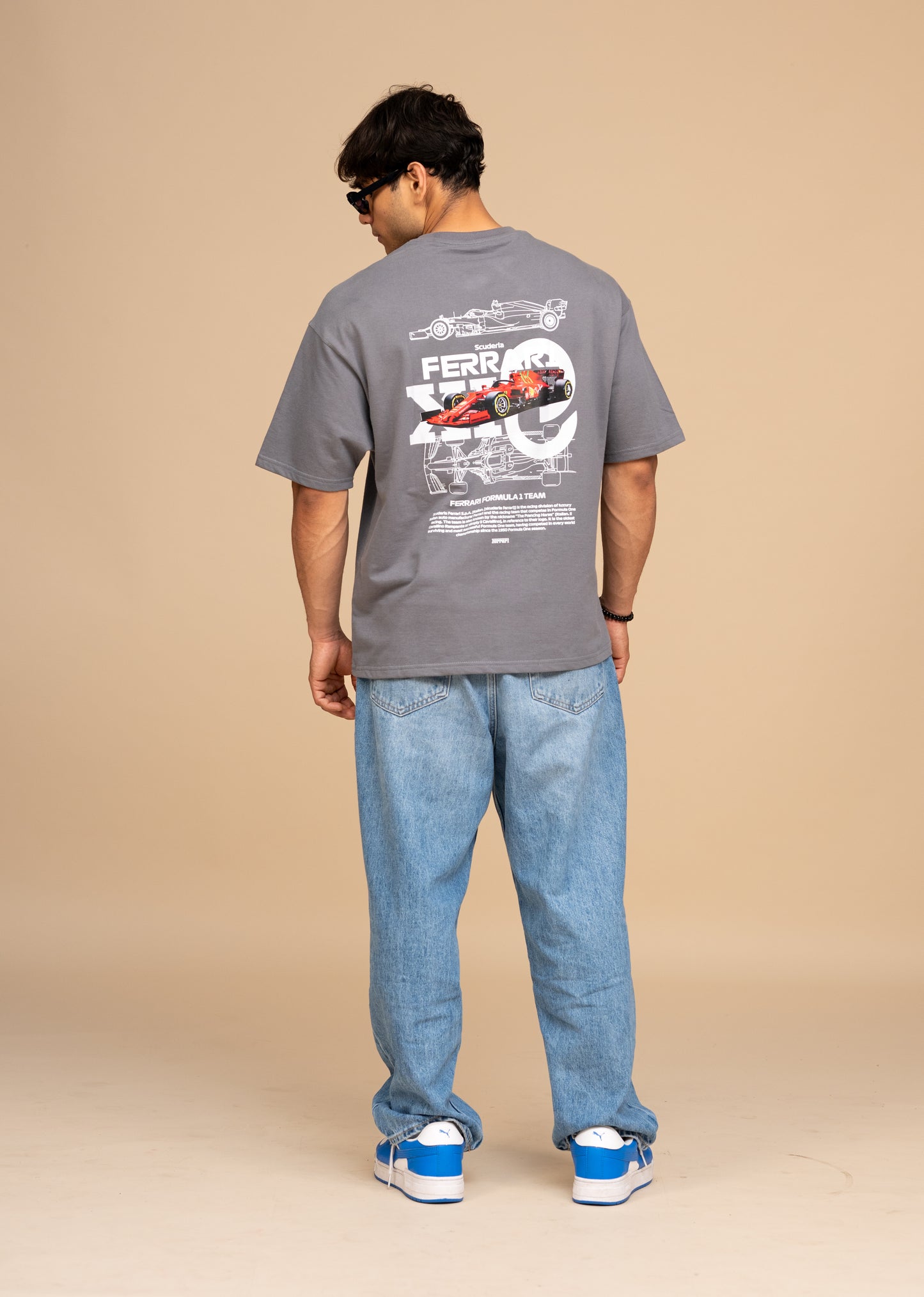 F1 Ferrari Gray Boxy Fit T-shirt
