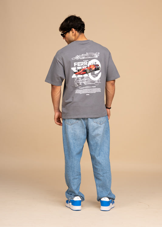 F1 Ferrari Gray Boxy Fit T-shirt