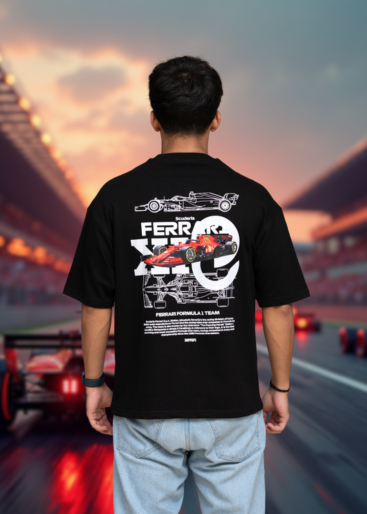 F1 Ferrari Black Boxy fit T-shirt
